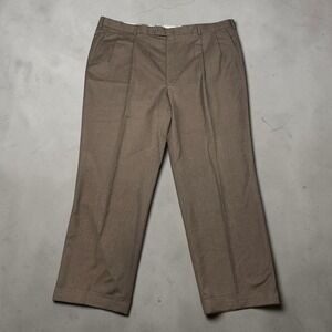 Vintage Burberry London Mens Pleated Dress Pants Brown Cuffed Trousers 42x29